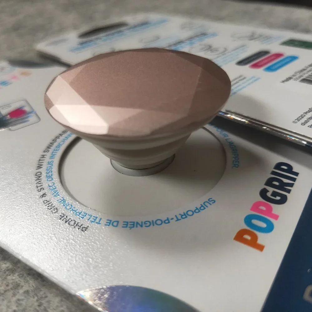2pcs Metallic Diamond Popsockets Rose Gold Phone Holder Swappable Top